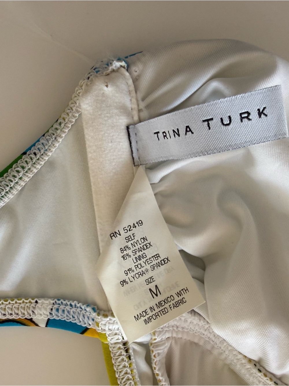Trina Turk One Piece Swimsuit Womens M Bandeau Halter Paisley Bamboo Hardware - Picture 7 of 11
